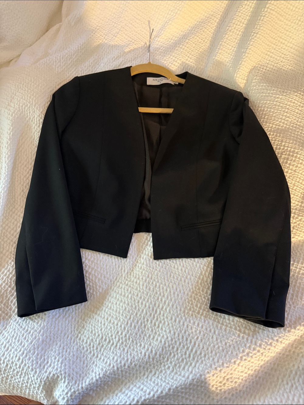 MM LaFleur Black Cropped Open-Front Women's Blazer